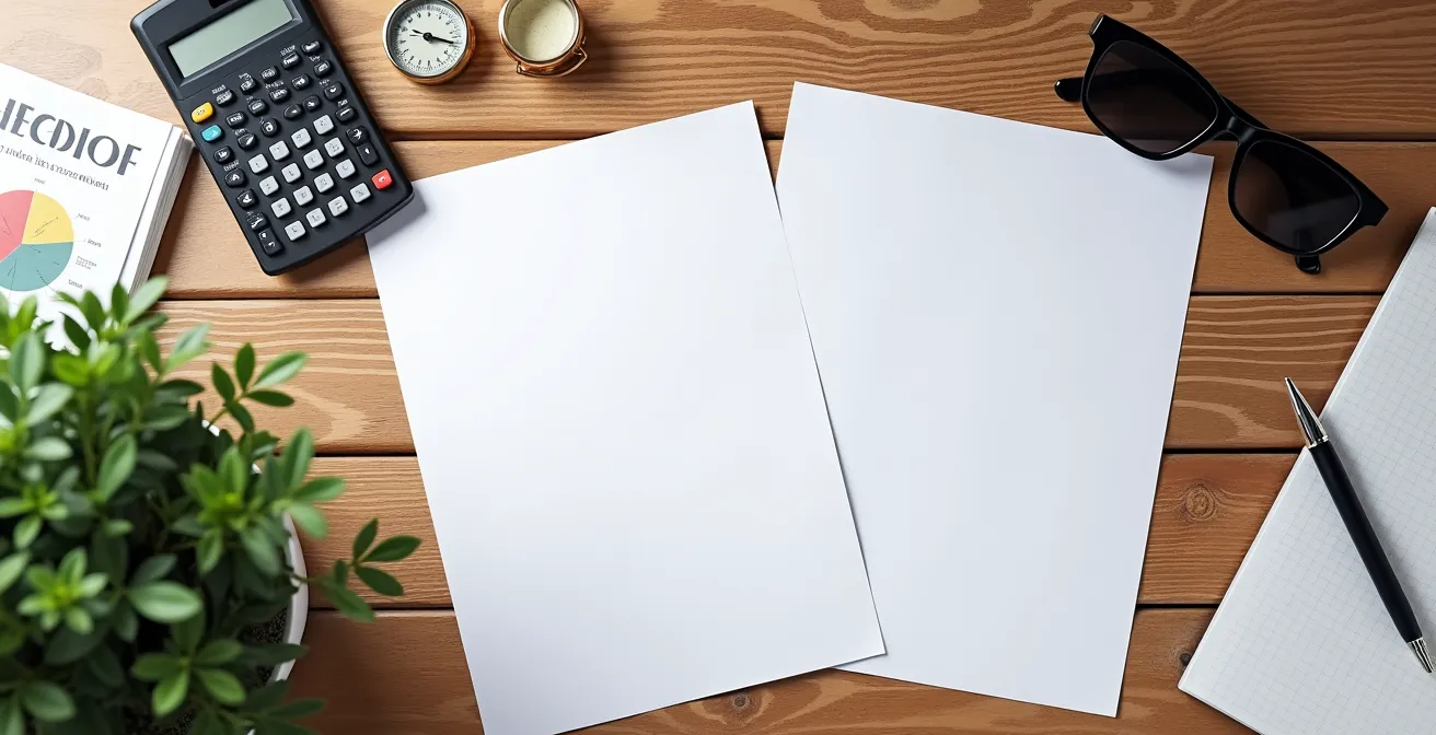 Deux versions d'un CV sur un bureau avec des éléments saisonniers suggérant l'hiver et l'été