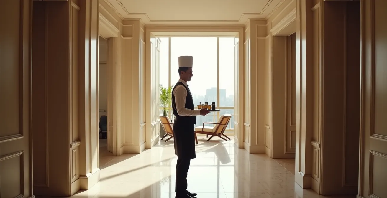 Scène de service VIP montrant l'équilibre entre formalité et chaleur humaine