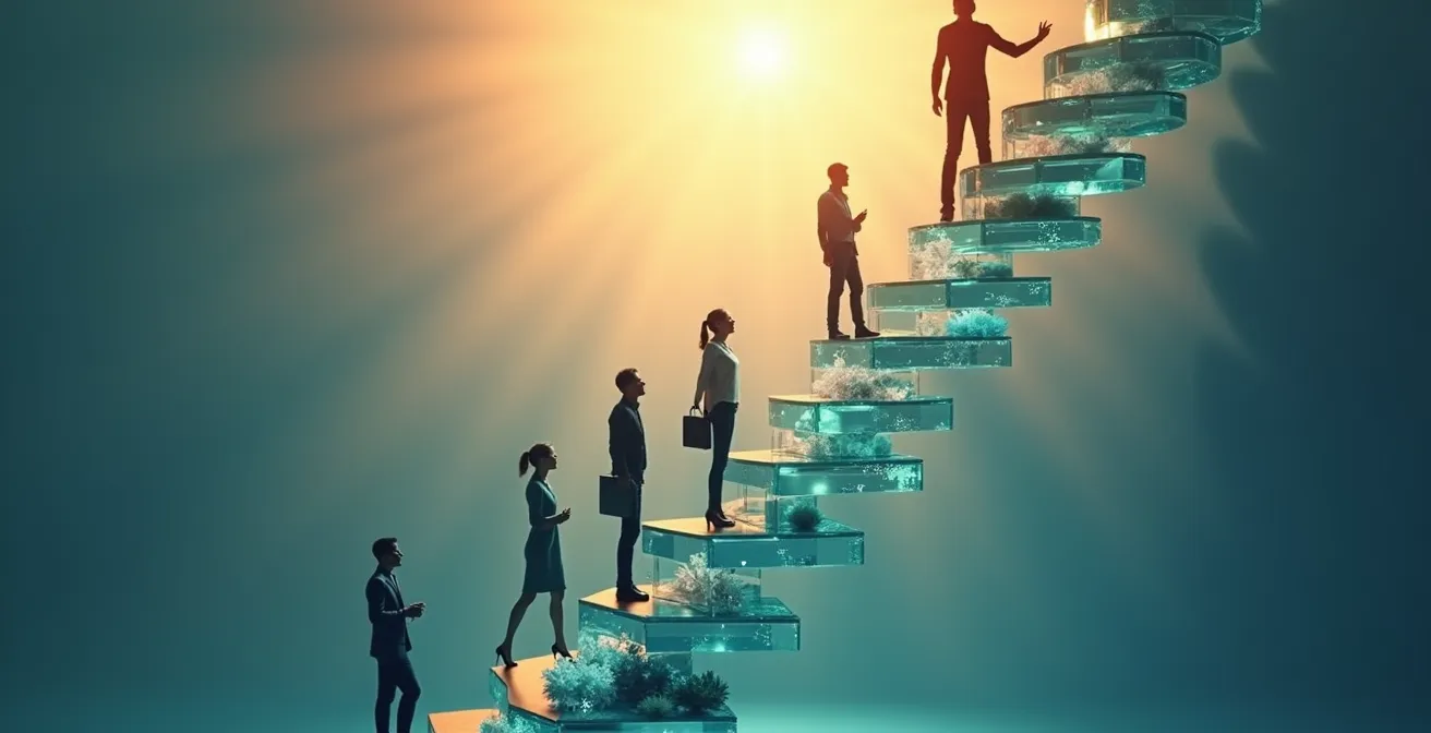 Session de formation professionnelle avec participants diversifiés dans un environnement moderne