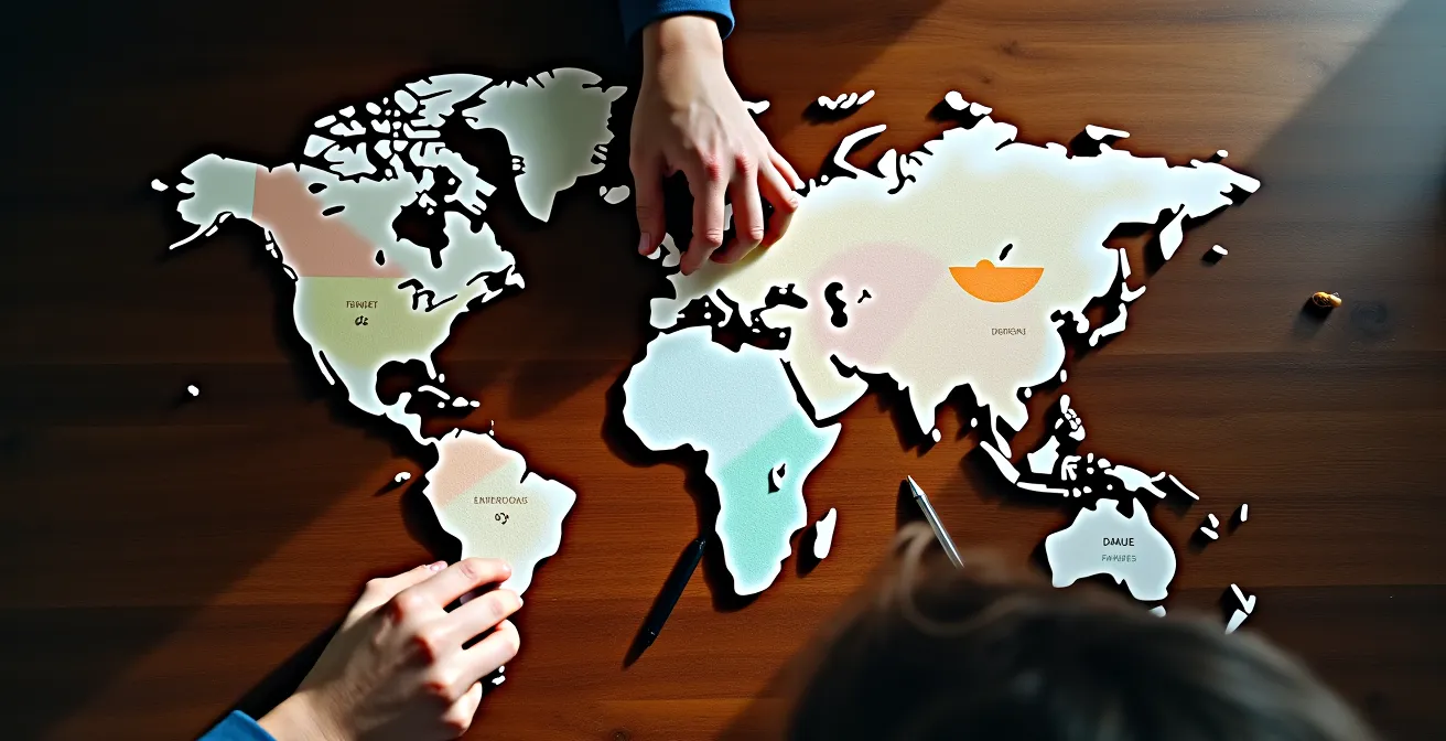 Professionnel présentant des graphiques de performance internationale